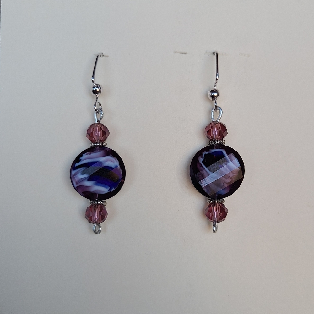 Purple Beaded Earrings